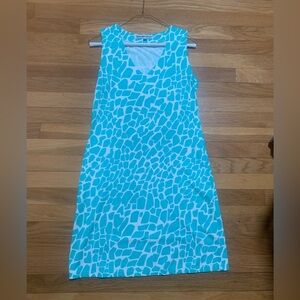 Aqua and White Sleeveless Mini Dress